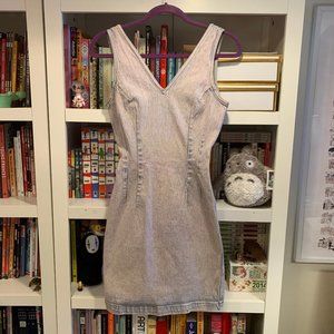 Pink Acid Stone Wash Denim Mini Dress
